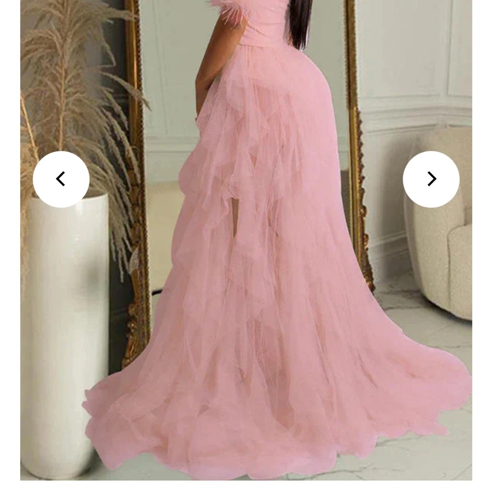 Pink One Shoulder Sweetheart Maternity Dress - Picture 3 of 10